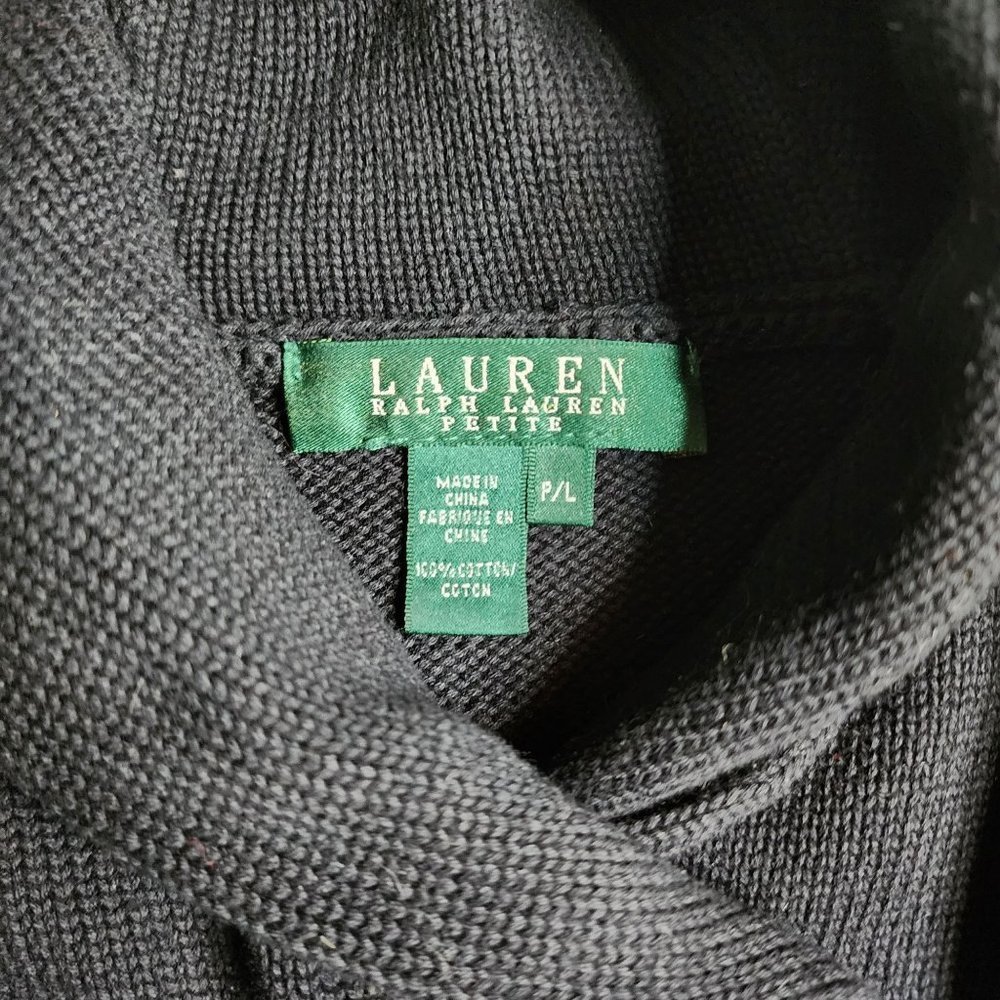 𝅺GORGEOUS Black Lauren By Ralph Lauren Cotton Pullover Sweater with Gold Toggle - Picture 4 of 7
